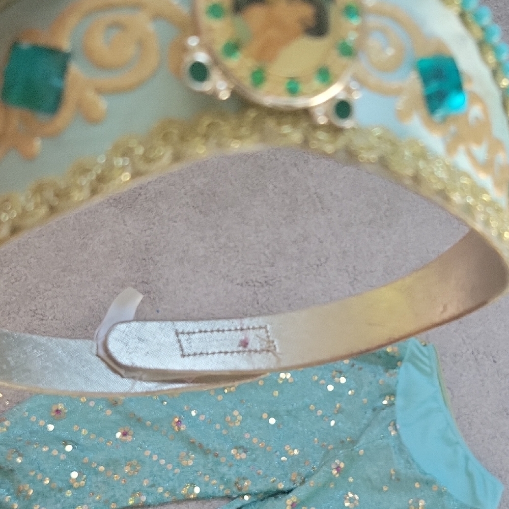 Sparkling Teal and Gold Costume Pants with Headband - Picture 9 of 9